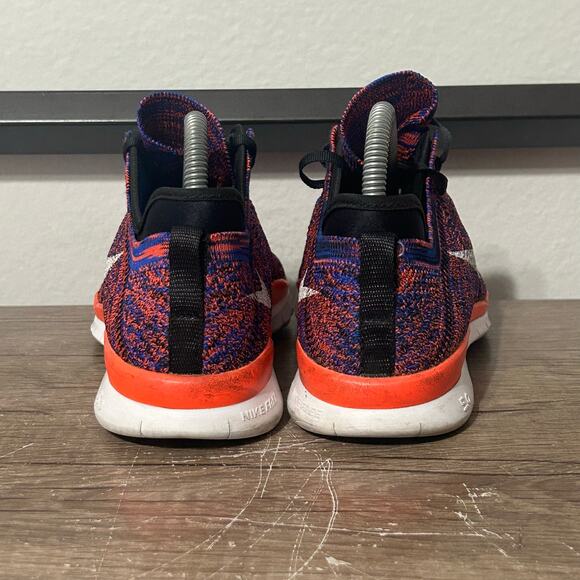Nike Free TR Flyknit (718785-002) Women’s Running Shoes Size 7.5 Blue/Orange - Picture 4 of 8